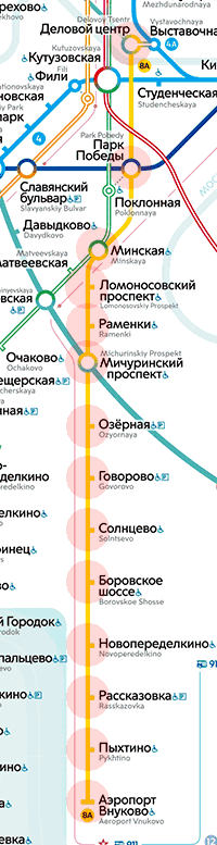 Moscow metro 8A Solntsevskaya Line map