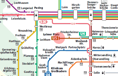 Laimer Platz station map