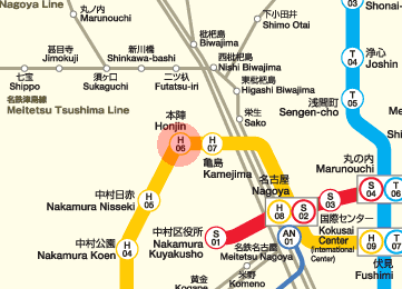 H06 Honjin station map
