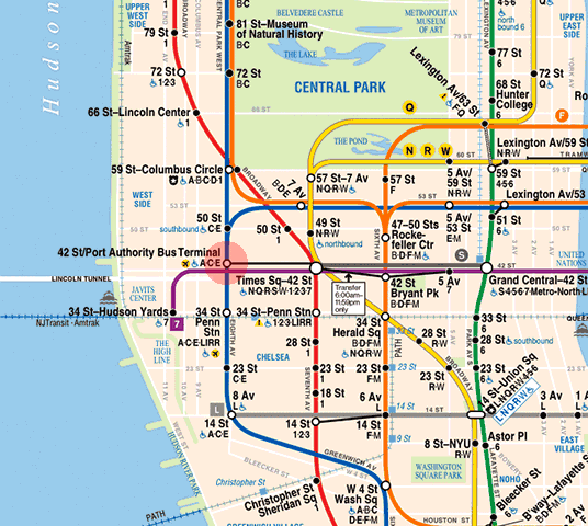 42nd Street-Port Authority station map