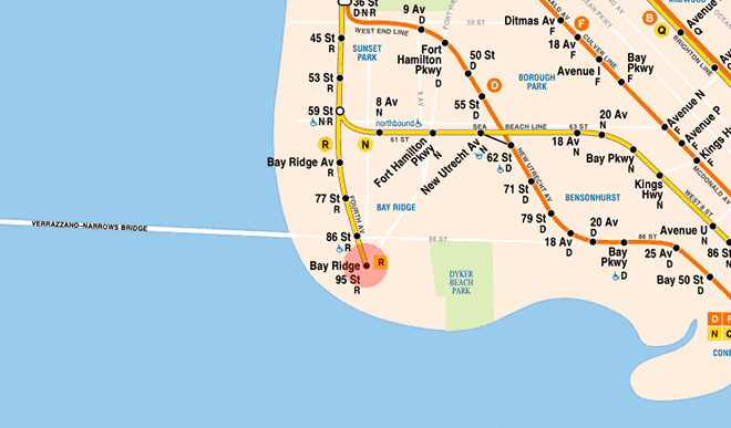 95th Street-Bay Ridge station map