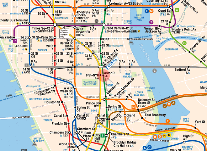 Astor Place-Eighth Street station map