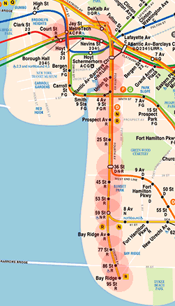 New York subway BMT Fourth Avenue Line map