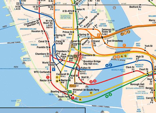 Brooklyn Bridge-City Hall station map