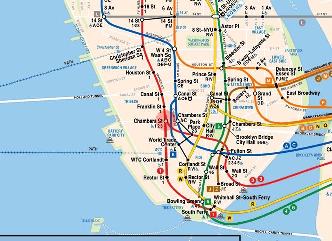 Chambers Street station map