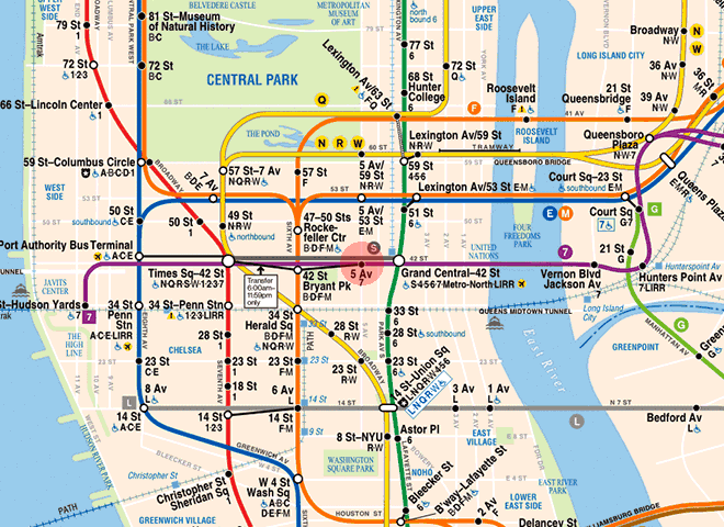 Fifth Avenue-Bryant Park station map