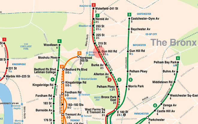 Gun Hill Road station map