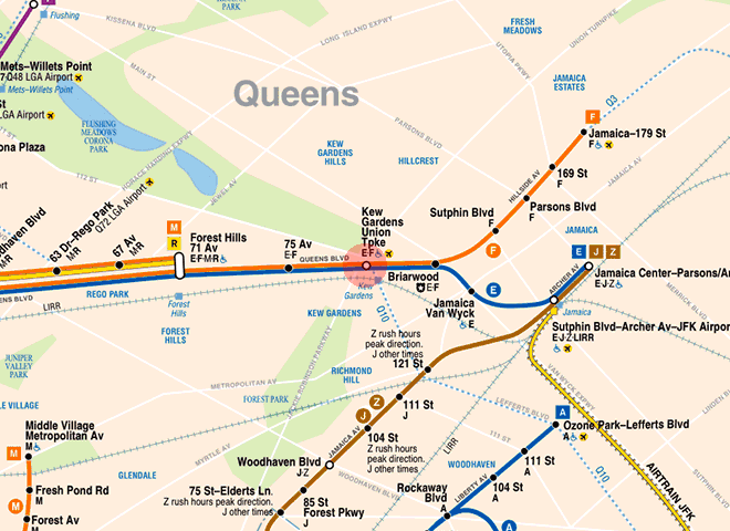 Kew Gardens-Union Turnpike station map