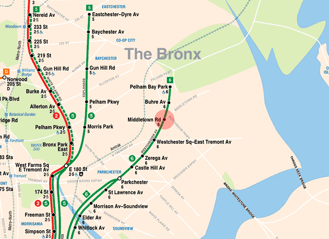 Middletown Road station map