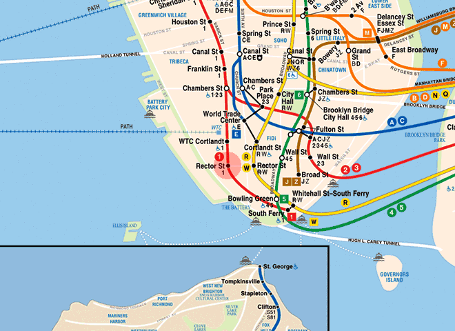 Rector Street station map