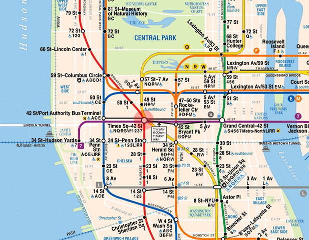 Times Square-42nd Street station map