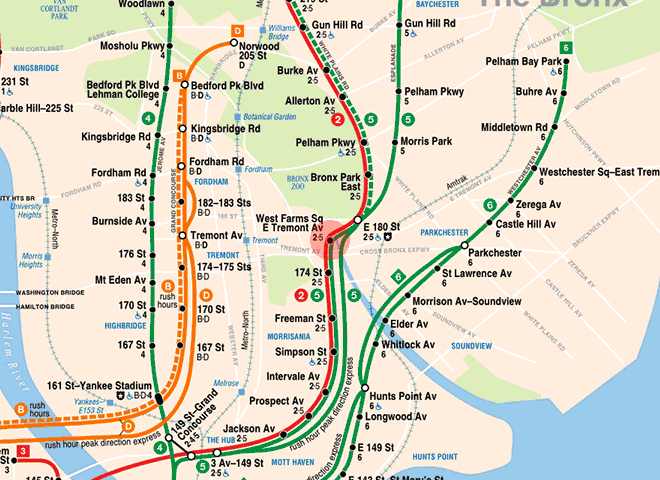 West Farms Square-East Tremont Avenue station map