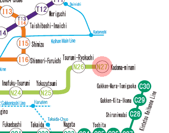 N27 Kadoma-minami station map
