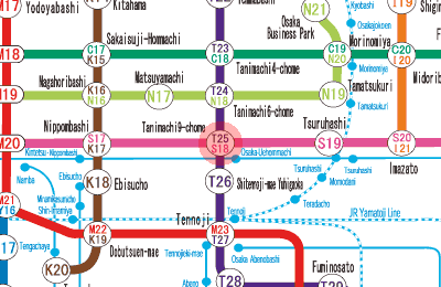 S18 Tanimachi Kyu-chome station map