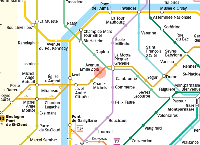 Avenue Emile Zola station map
