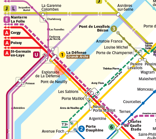 Esplanade de la Defense station map