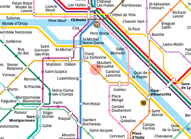 Maubert Mutualite station map