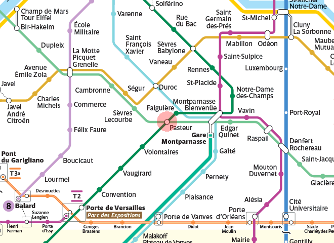 Pasteur station map