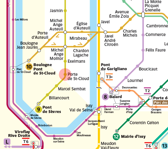 Porte de Saint-Cloud station map