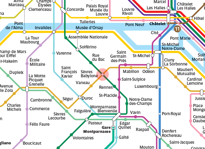 Sevres Babylone station map