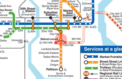 Walnut-Locust station map