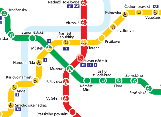 Hlavni nadrazi station map