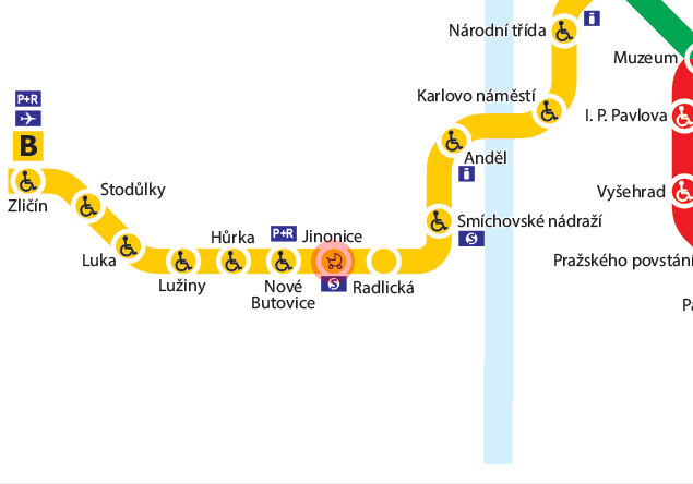 Jinonice station map