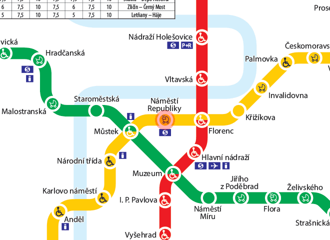 Namesti Republiky station map