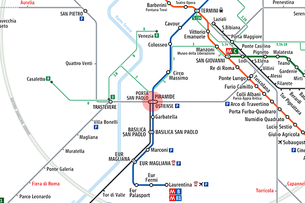 Piramide station map