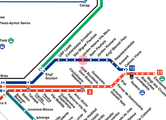 Jardim Helena-Vila Mara station map