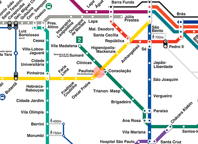 Paulista-Pernambucanas station map