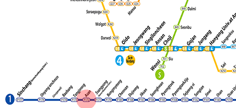 Asan station map