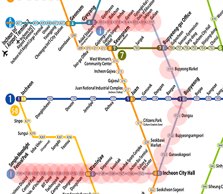 Seoul subway Incheon Line 1 map