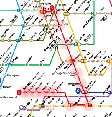 Seoul subway Shinbundang Line map