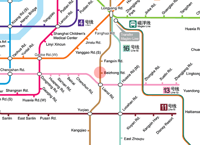 Beizhong Road station map