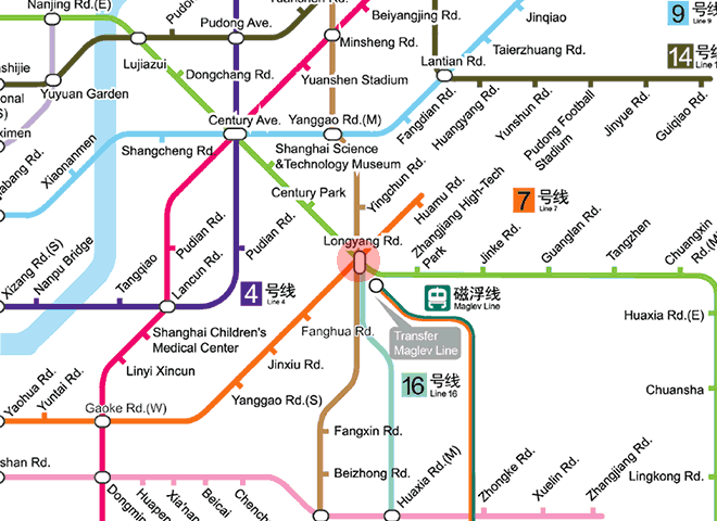 Longyang Road station map