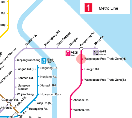 North Waigaoqiao Free Trade Zone station map