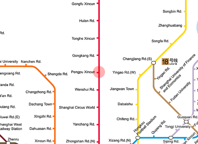 Pengpu Xincun station map