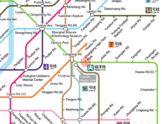 Zhangjiang Hi-Tech Park station map