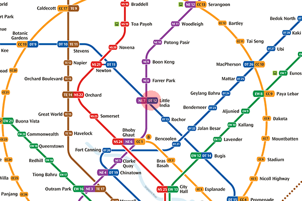 DT12 Little India station map