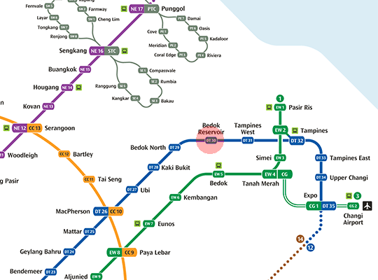 DT30 Bedok Reservoir station map