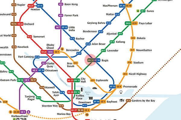 EW12 Bugis station map