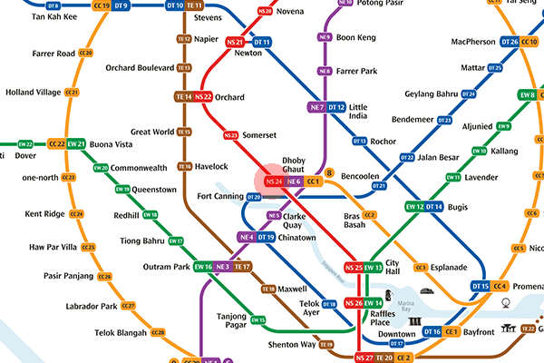 NS24 Dhoby Ghaut station map