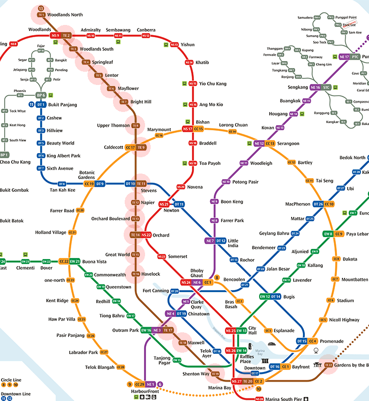 Singapore MRT Thomson-East Coast Line map