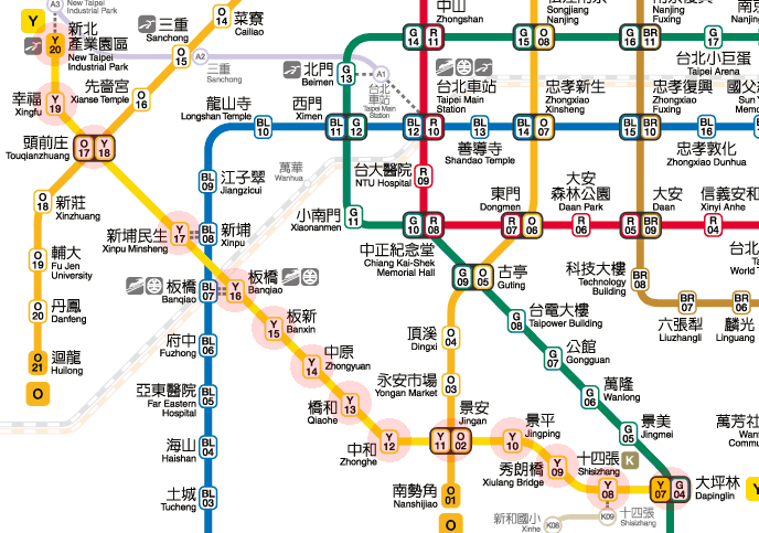 Taipei MRT Yellow Line map