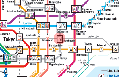 H-11 Hatchobori station map