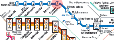 I-22 Shimura-Sanchome station map