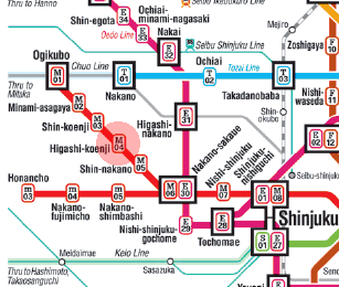 M-04 Higashi-Koenji station map