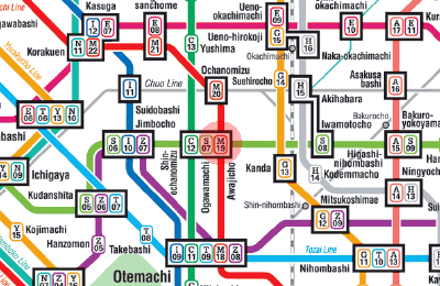 M-19 Awajicho station map