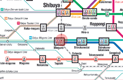 N-01 Meguro station map